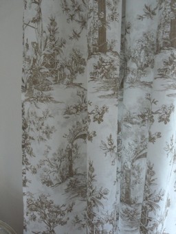 rideaux coton toile de JOUY beige
