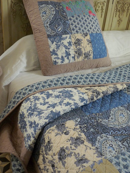 Autrefois Boutis Copriletto Trapuntato Myriade 230x250 Cm + 2 Federe 65x65 Cm - Patchwork Colorato, Regalo Per La Mamma