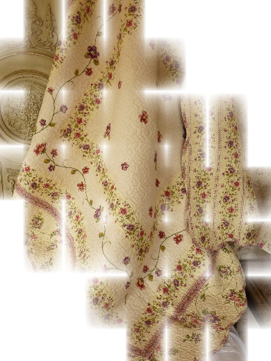 courtepointe ivoire � fleurs mauve