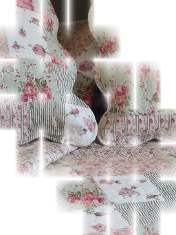 les rideaux assortis au mod�le toile de jouy bleue