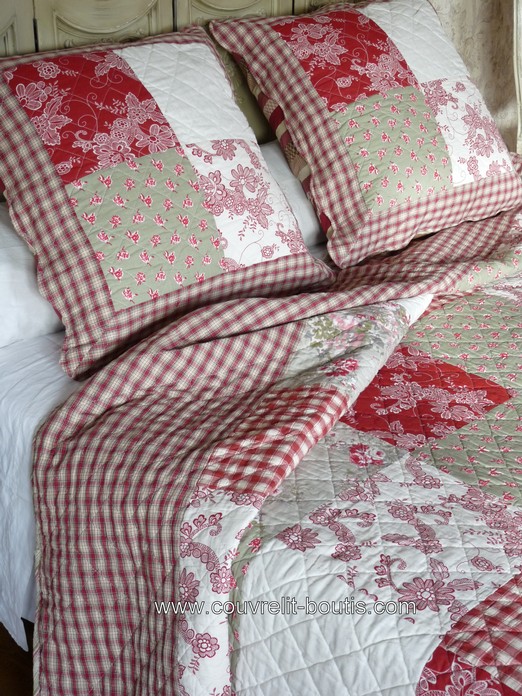 boutis pachwork quilt rouge